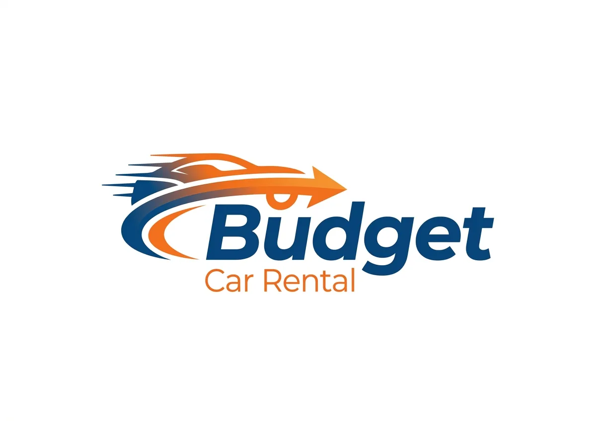 Budget rental car brand logo, white background, official orange and blue logo
